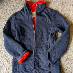 LL Bean girls quilted and furry lined jacket 10/12